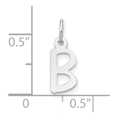 10K White Gold Block Initial B Pendant – view 3