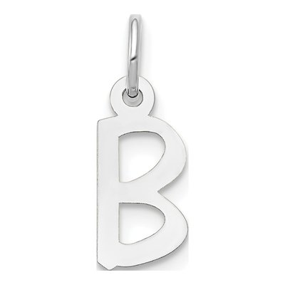 10K White Gold Block Initial B Pendant