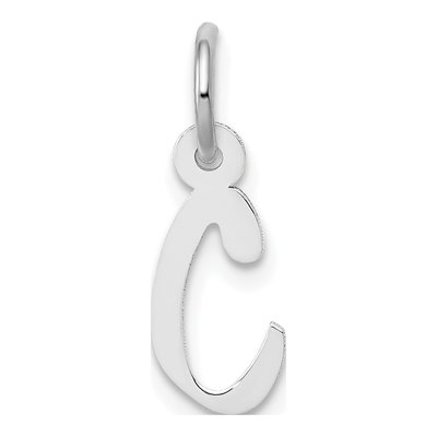 10K White Gold Initial C Charm