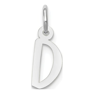 10K White Gold Block Initial D Pendant