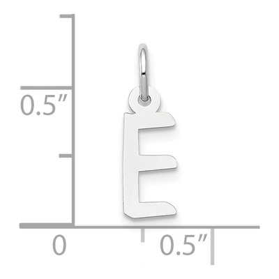 10K White Gold Block Initial E Charm – view 3