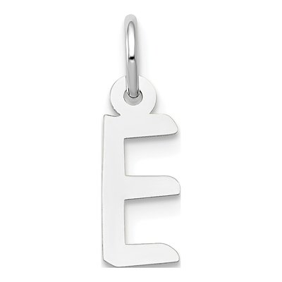 10K White Gold Block Initial E Charm