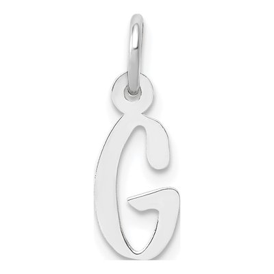 10K White Gold Block Initial G Pendant
