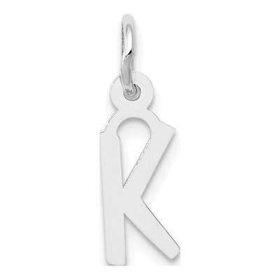 10K White Gold Initial K Charm