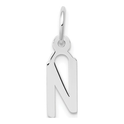 10K White Gold Initial N Charm