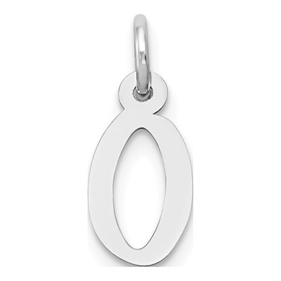 10K White Gold Block Initial O Charm