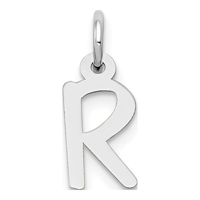 10K White Gold Initial R Charm