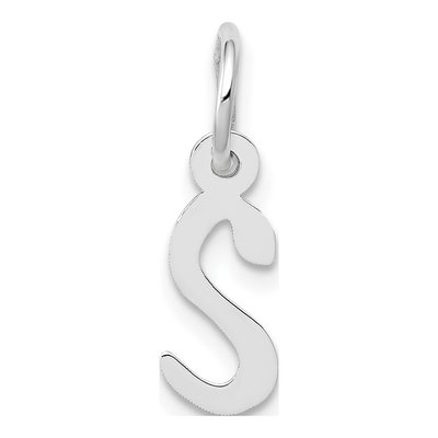 10K White Gold Initial S Charm