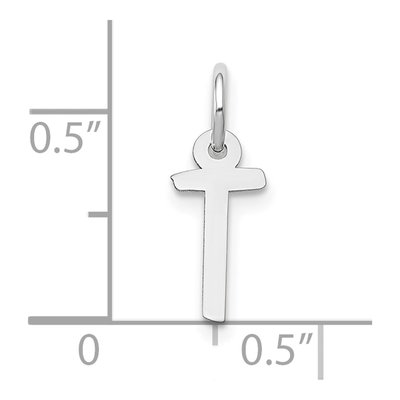 10K White Gold Block Initial T Charm – view 3