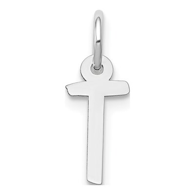 10K White Gold Block Initial T Charm