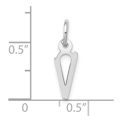 10K White Gold Block Initial V Charm – view 3