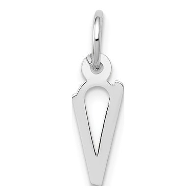 10K White Gold Block Initial V Charm