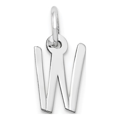 10K White Gold Initial W Charm