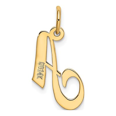 10K Yellow Gold Script Initial A Pendant – view 5