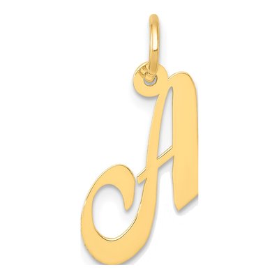 10K Yellow Gold Script Initial A Pendant