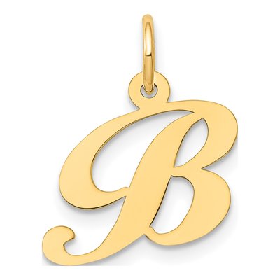 10K Yellow Gold Script Initial B Pendant