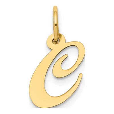 10K Yellow Gold Script Initial C Pendant