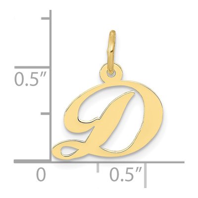 10K Yellow Gold Script Initial D Pendant – view 4