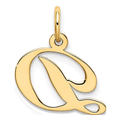 10K Yellow Gold Script Initial D Pendant – view 5