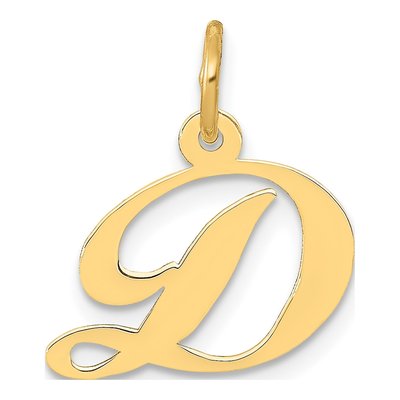 10K Yellow Gold Script Initial D Pendant