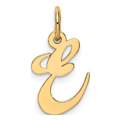 10K Yellow Gold Script Initial E Pendant