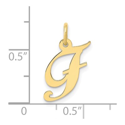 10K Yellow Gold Script Initial F Pendant – view 4