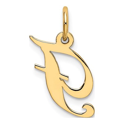 10K Yellow Gold Script Initial F Pendant – view 5