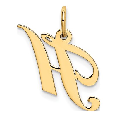 10K Yellow Gold Script Initial H Pendant – view 5