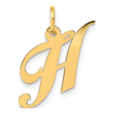 10K Yellow Gold Script Initial H Pendant