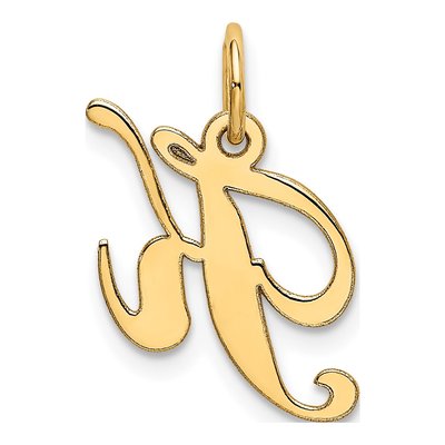 10K Yellow Gold Script Initial K Pendant – view 5