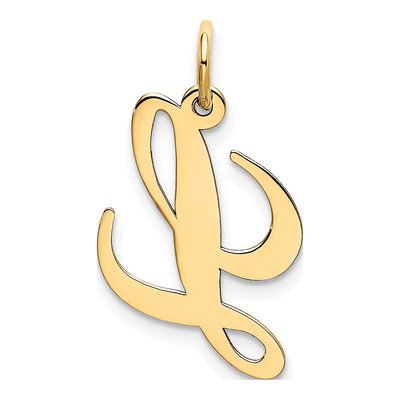 10K Yellow Gold Script Initial L Pendant – view 5