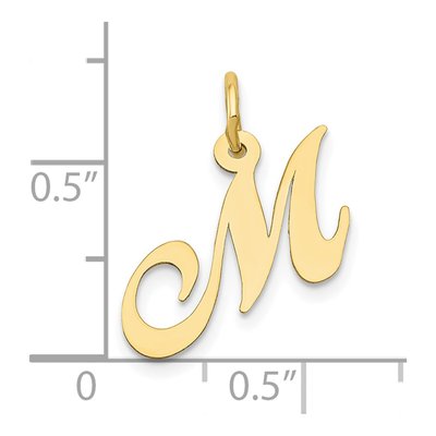 10K Yellow Gold Script Initial M Pendant – view 4