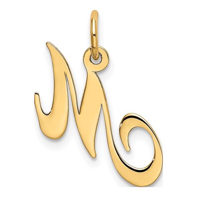 10K Yellow Gold Script Initial M Pendant – view 5