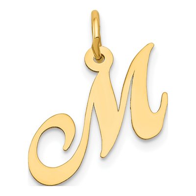 10K Yellow Gold Script Initial M Pendant