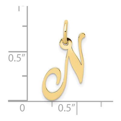 10K Yellow Gold Script Initial N Pendant – view 4