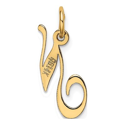 10K Yellow Gold Script Initial N Pendant – view 5