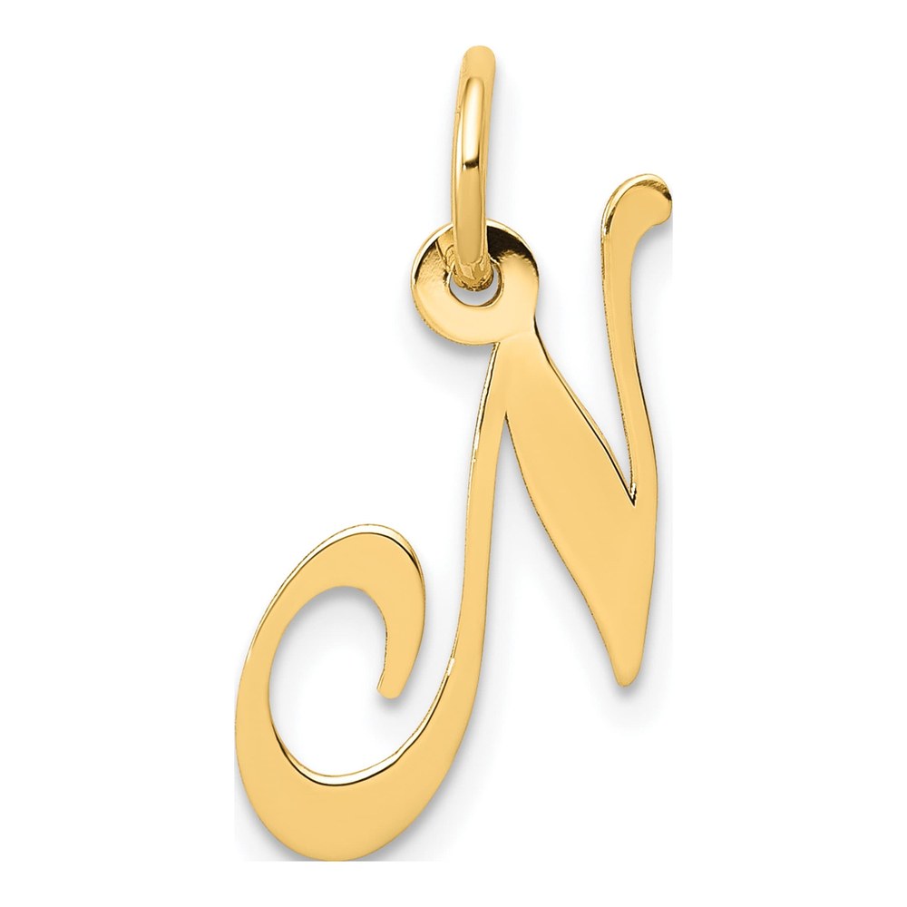 10K Yellow Gold Script Initial N Pendant