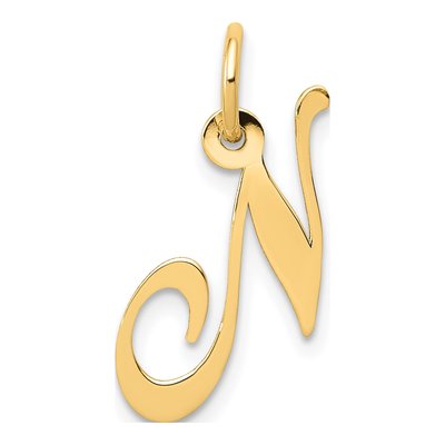 10K Yellow Gold Script Initial N Pendant