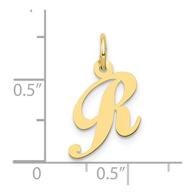 10K Yellow Gold Script Initial R Pendant – view 4