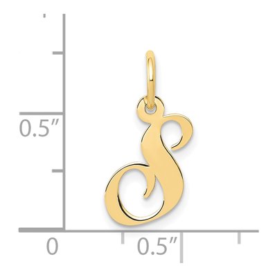 10K Yellow Gold Script Initial S Pendant – view 4