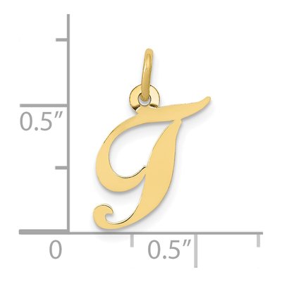 10K Yellow Gold Script Initial T Pendant – view 4