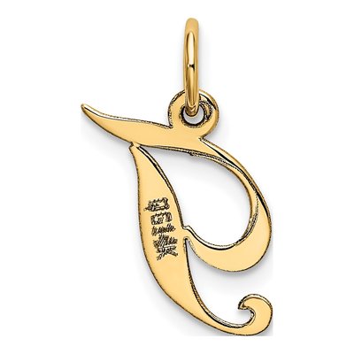10K Yellow Gold Script Initial T Pendant – view 5