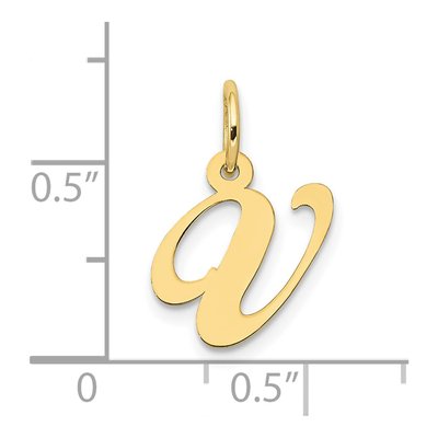 10K Yellow Gold Script Initial V Pendant – view 4