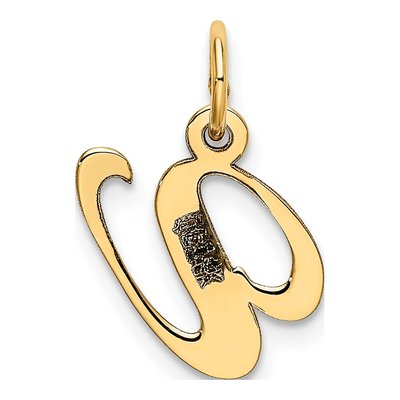 10K Yellow Gold Script Initial V Pendant – view 5