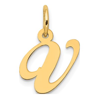 10K Yellow Gold Script Initial V Pendant