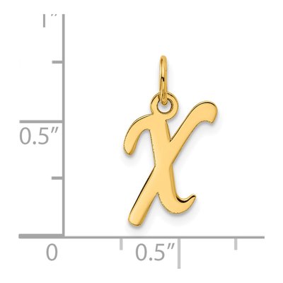 10K Yellow Gold Script Initial X Charm – view 4