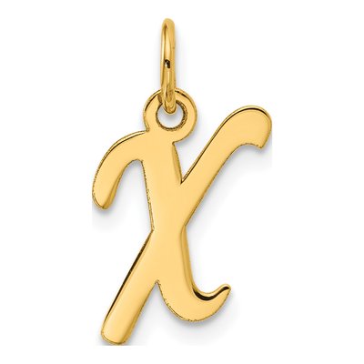 10K Yellow Gold Script Initial X Charm