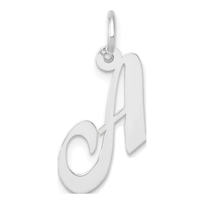10K White Gold Script Initial A Pendant