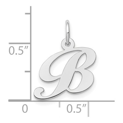 10K White Gold Script Initial B Pendant – view 3