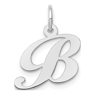 10K White Gold Script Initial B Pendant